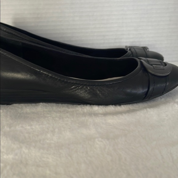 Anne Klein Black Flats with Textured Fabric and Bow Accent - Picture 7 of 8